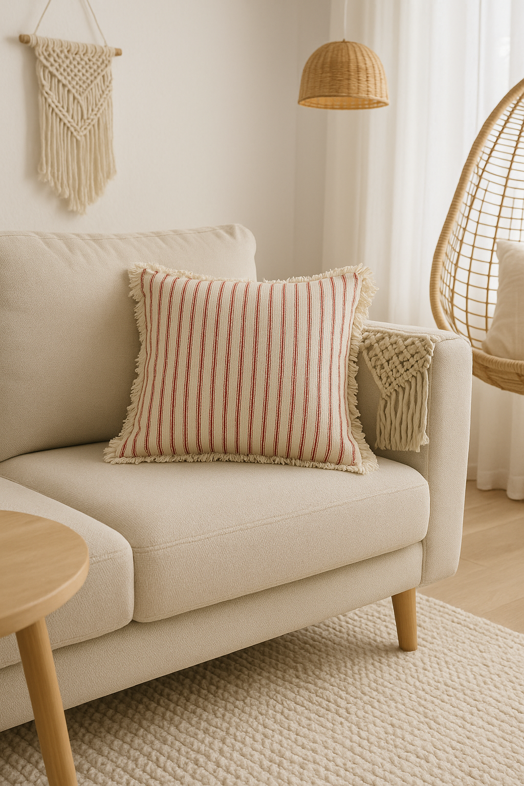 Jacquard Cushion Cover with Fringes – Timeless and Comfortable