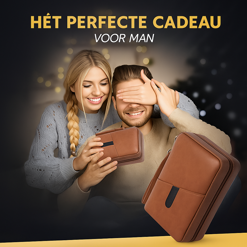 6-piece leather cigar humidor set | Cigar accessory | Luxury travel case with hygrometer and humidifier for cigar enthusiasts