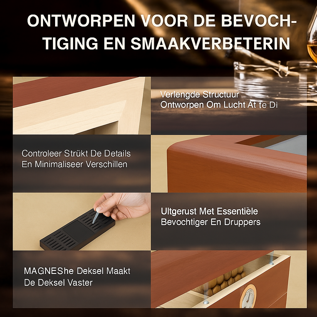 Luxury Cigar Humidor with Hygrometer | Cigar Accessory | Stylish Cigar Box with Humidifier and Cedar Wood Interior