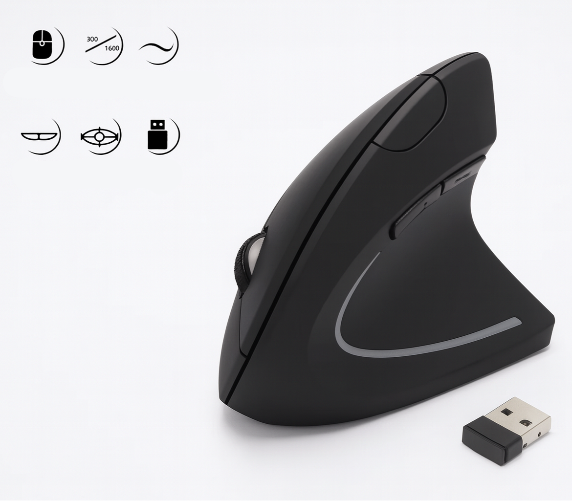 Silentix Vertical Ergonomic Mouse 2.4GHz 3 DPI Settings | Ergonomic Mouse | Optical Wireless Mouse for Laptop & Desktop Computer