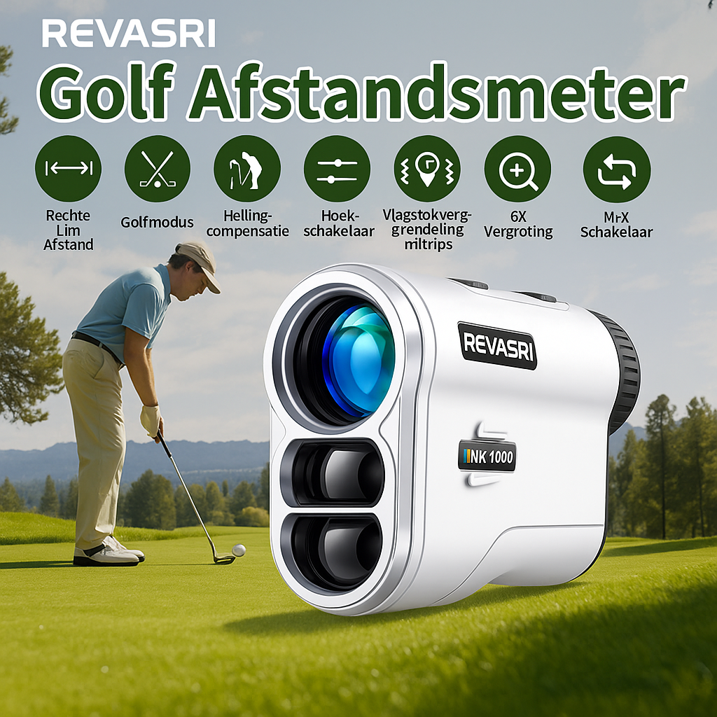 REVASRI – Golf Rangefinder with Slope & Pin Lock | Golf Distance Meter | 914m Laser, Rechargeable, Tournament-Legal Slope Function
