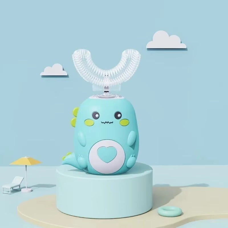 U-shaped Children's Toothbrush with Sonic Cleaning and Silicone Attachment