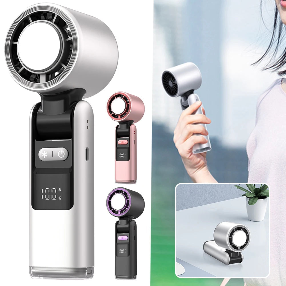 HandyFan Pro - Portable Folding Fan with Digital Display and 4000mAh Battery