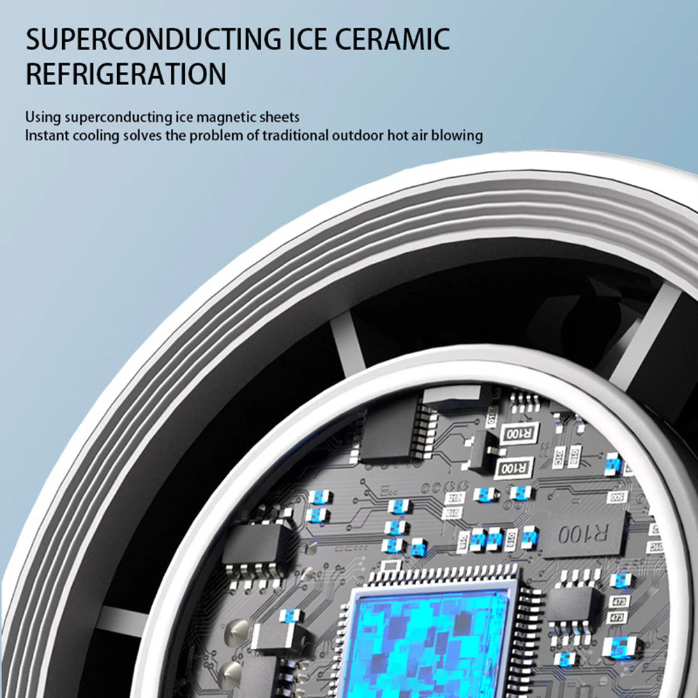 HandyFan Pro - Portable Folding Fan with Digital Display and 4000mAh Battery