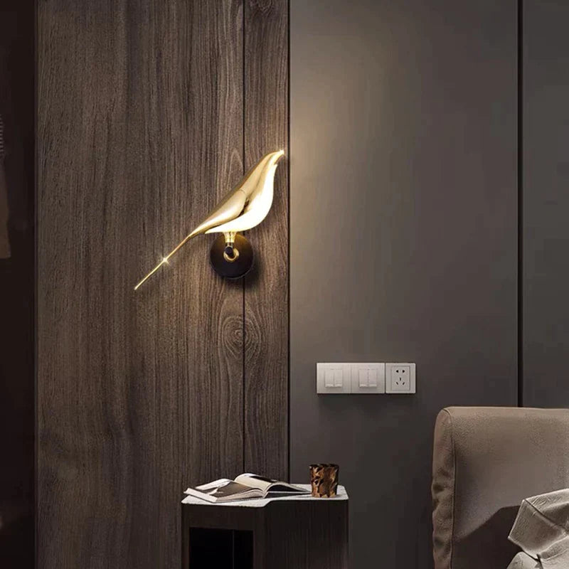 GoldenGlow Winged Wall Light | Elegant LED Bird-Themed Wall Lamp with Adjustable Lighting