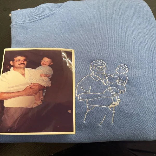 ThreadElegance Custom Embroidered Sweatshirt | Stylish Hoodie with Photo Memory Stitching