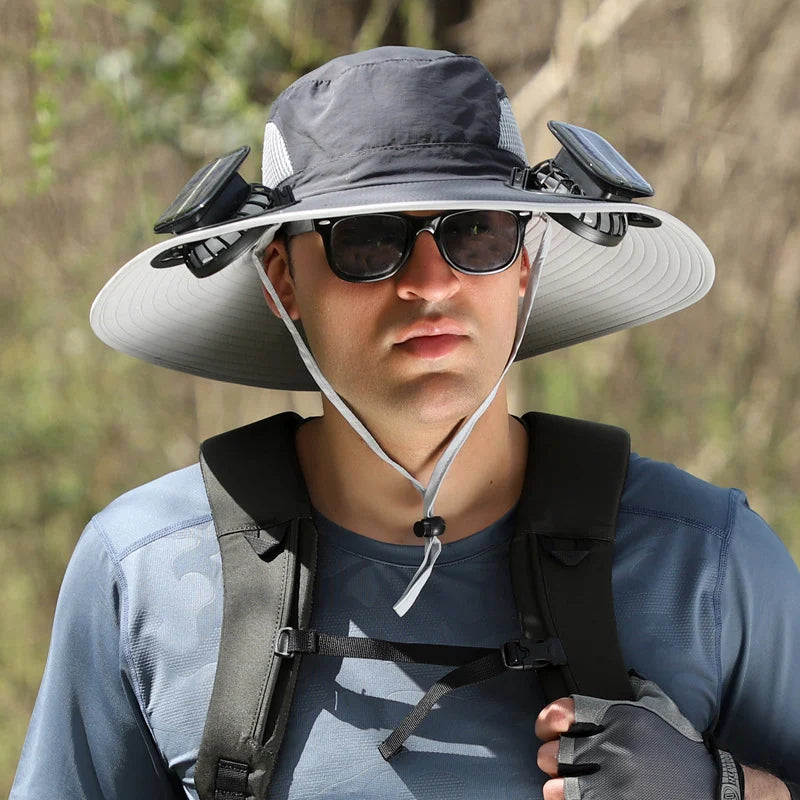 SunAura Solar Cooling Cap | Dual power adjustable cooling cap with UV protection