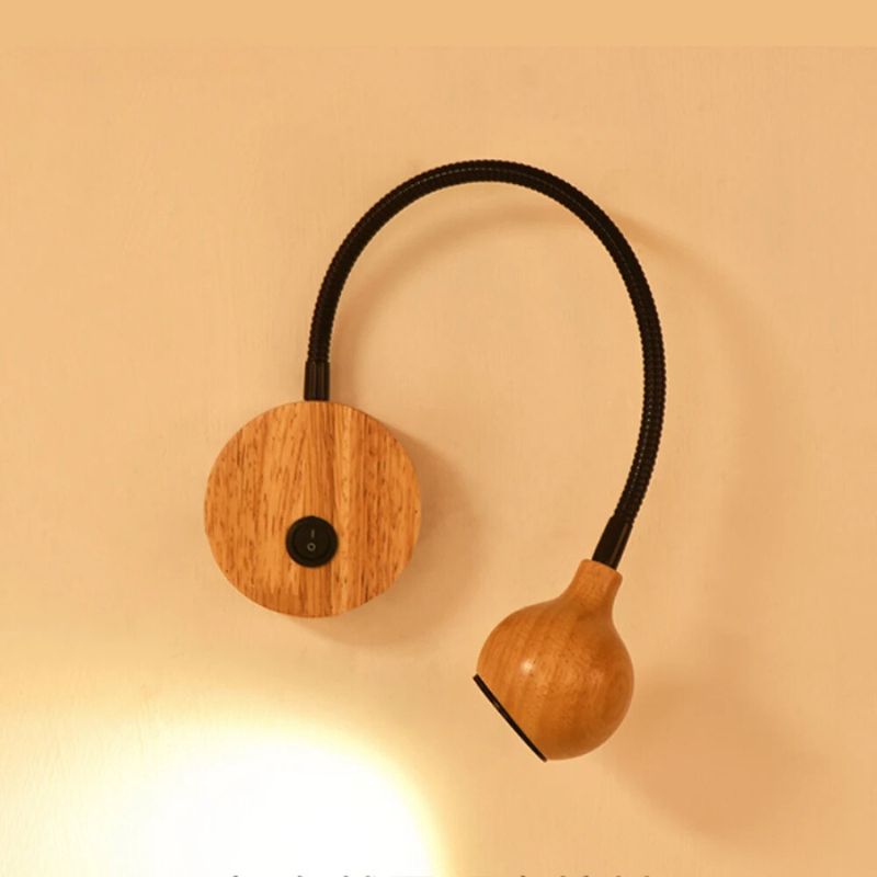 TimberGlow LED Wall Sconce | Elegant natural wood bedside lamp with directional lighting for indoor use
