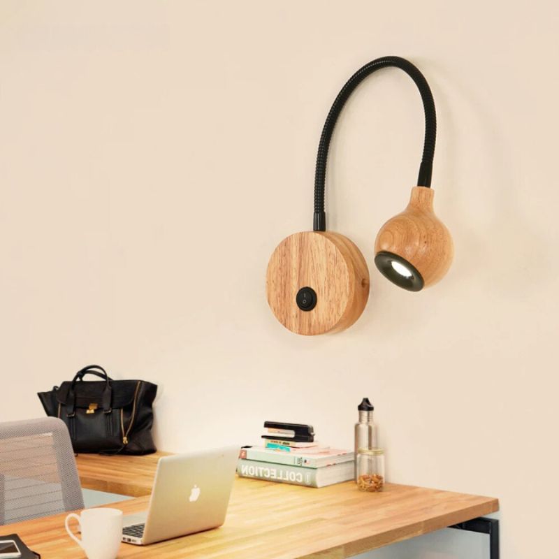 TimberGlow LED Wall Sconce | Elegant natural wood bedside lamp with directional lighting for indoor use