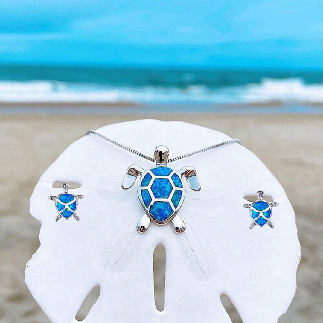 Ocean Wonder Turtle Set with Necklace and Earrings – Mila
