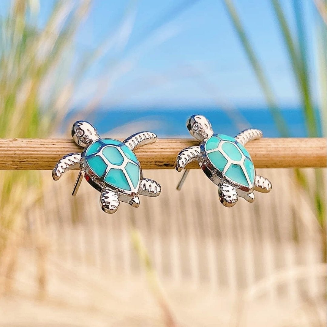 Opal and Silver Sea Turtle Earrings – Elena
