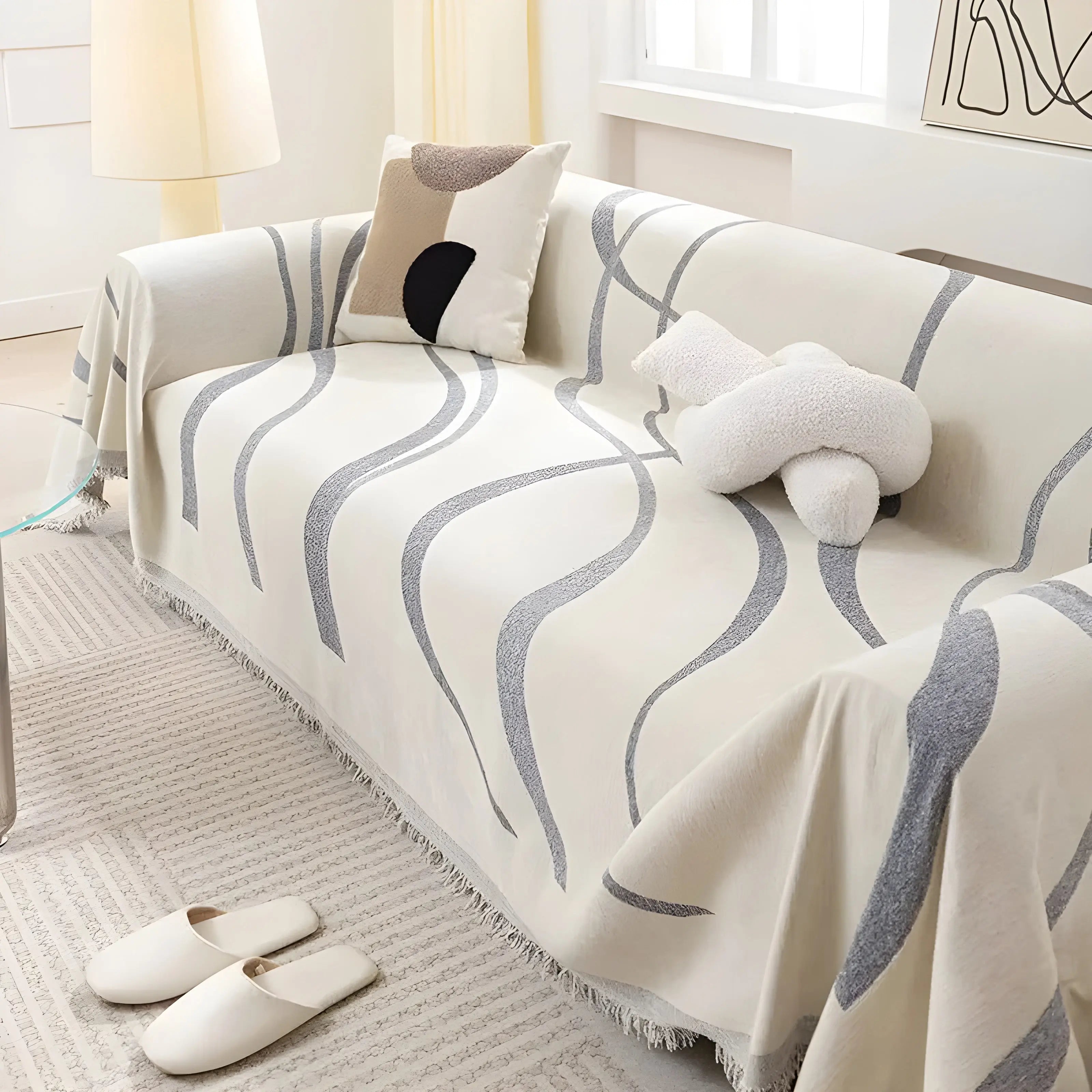 Reversible Chenille/Cotton Sofa Cover – LuxeCasa
