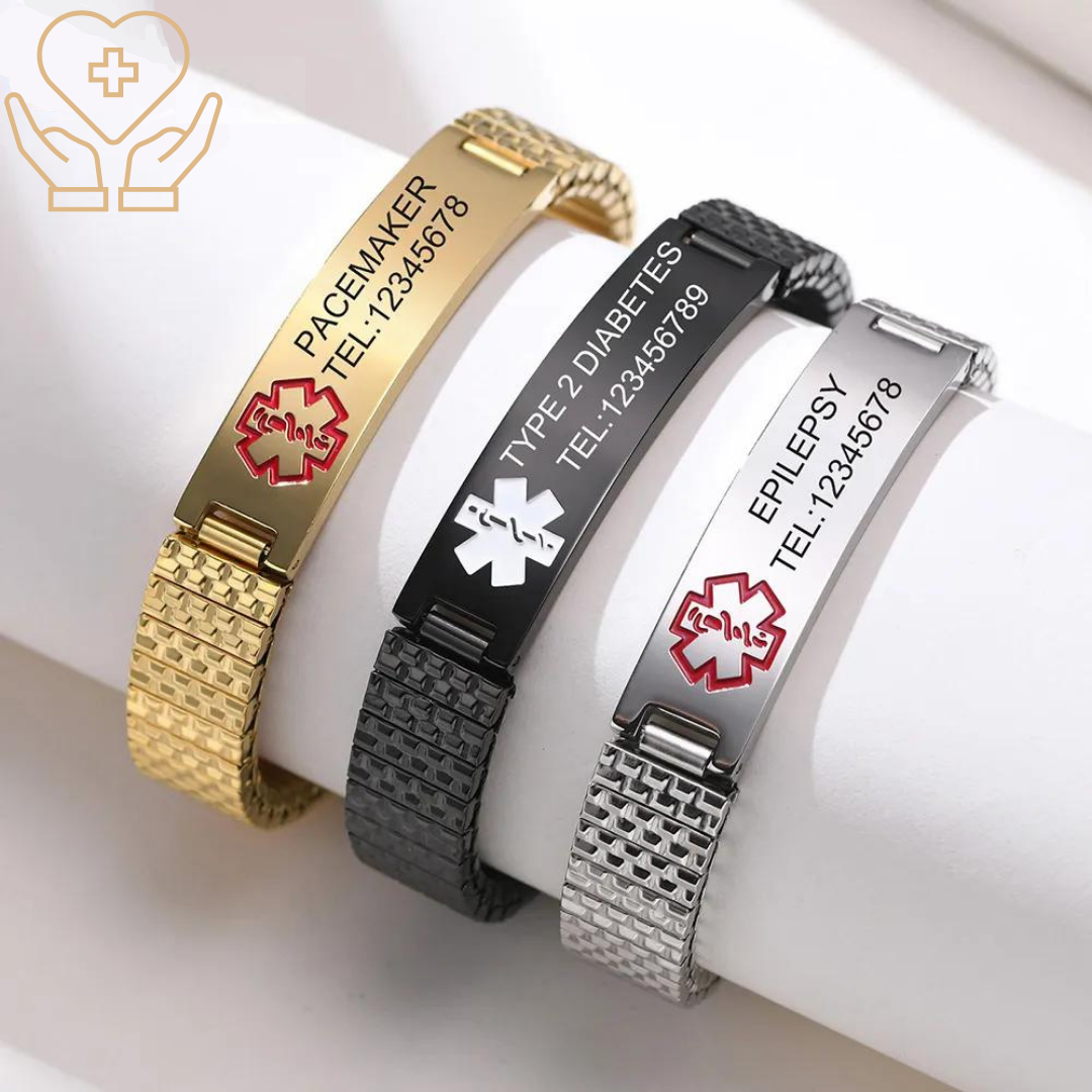LifeSafe Medical Alert Bracelet | Customizable stainless steel ID bracelet for safety and style