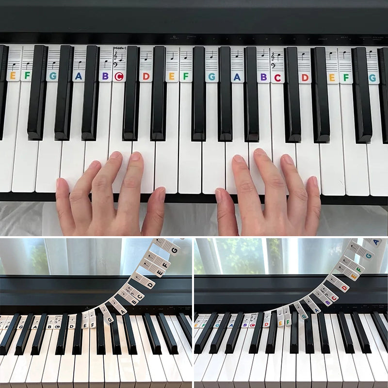 Removable Note Labels Made of Silicone for 88-Key Pianos and Keyboards