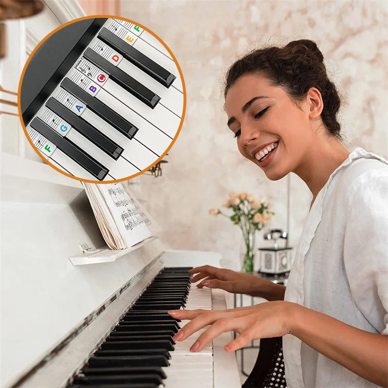 Removable Note Labels Made of Silicone for 88-Key Pianos and Keyboards