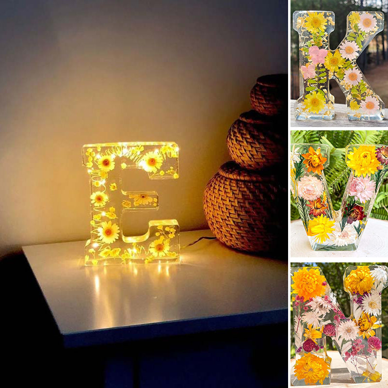 Night Light Made of Resin with Floral Pattern