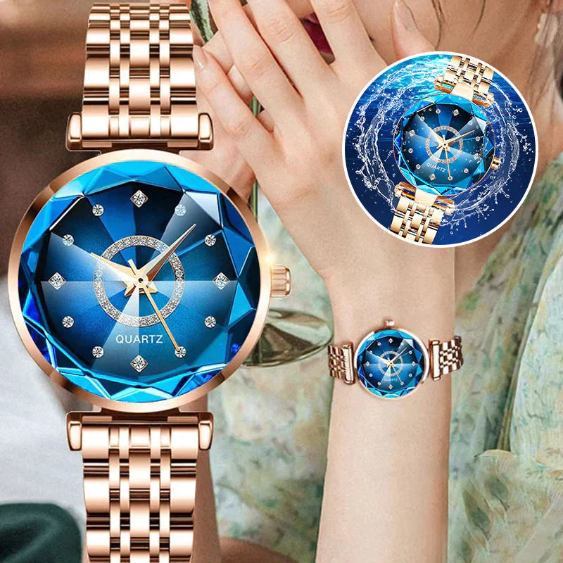 Waterproof Ladies' Watch with Starry Diamond Dial