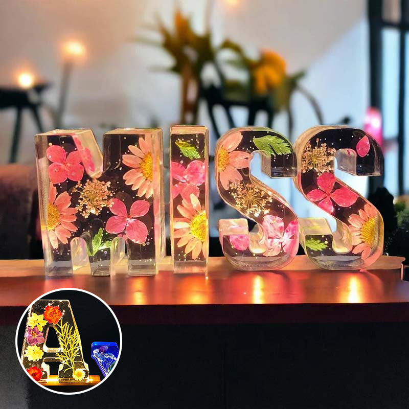 Night Light Made of Resin with Floral Pattern