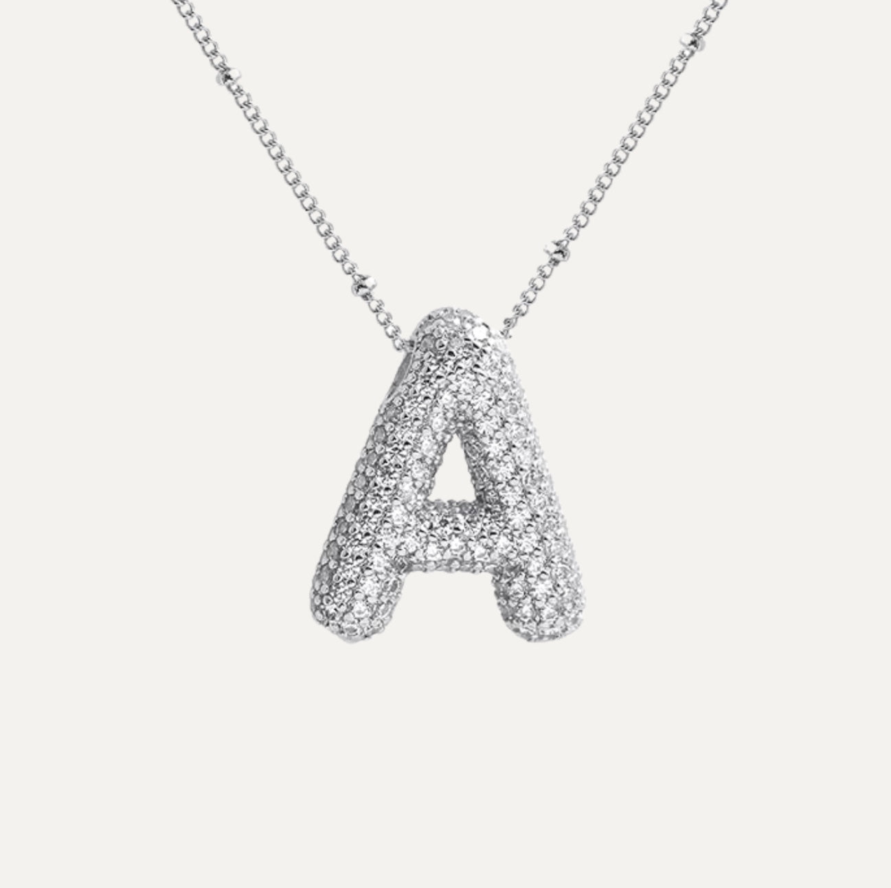 Ladies' Necklace – Initial Pendant – Sparkling Stones – Refined Chain Necklace – Statement Jewellery
