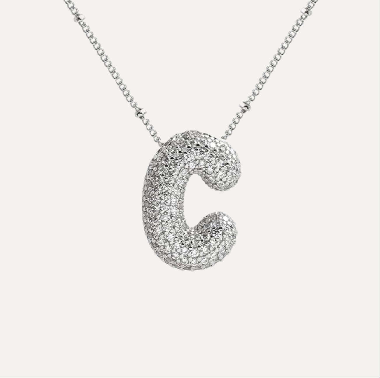 Ladies' Necklace – Initial Pendant – Sparkling Stones – Refined Chain Necklace – Statement Jewellery