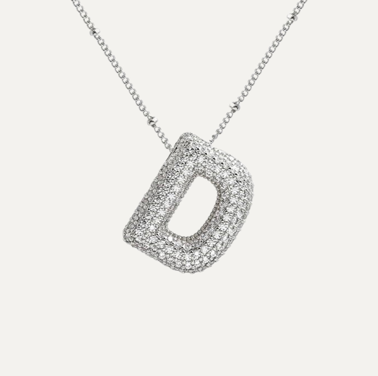 Ladies' Necklace – Initial Pendant – Sparkling Stones – Refined Chain Necklace – Statement Jewellery