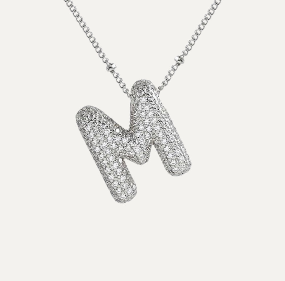Ladies' Necklace – Initial Pendant – Sparkling Stones – Refined Chain Necklace – Statement Jewellery