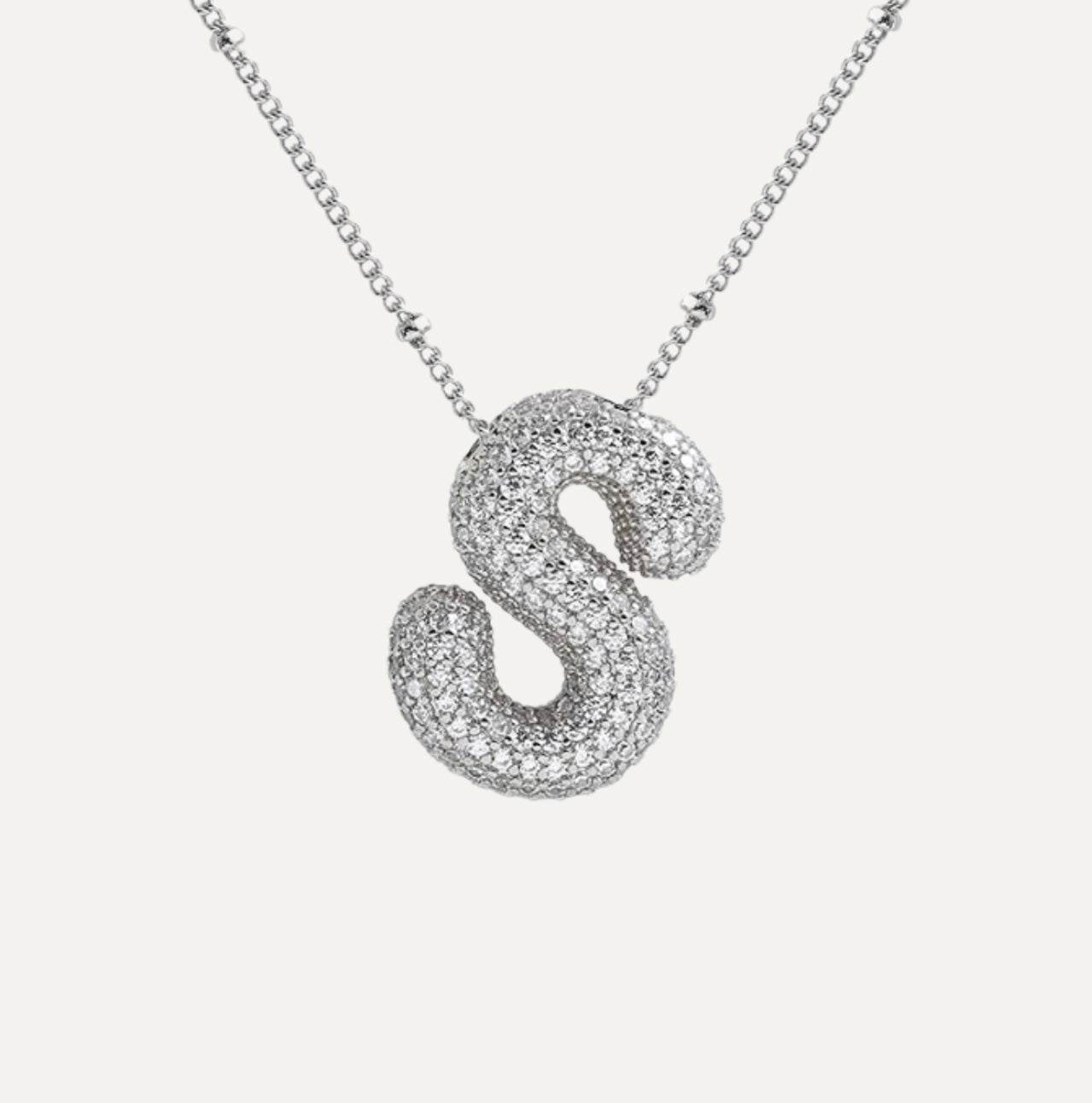 Ladies' Necklace – Initial Pendant – Sparkling Stones – Refined Chain Necklace – Statement Jewellery