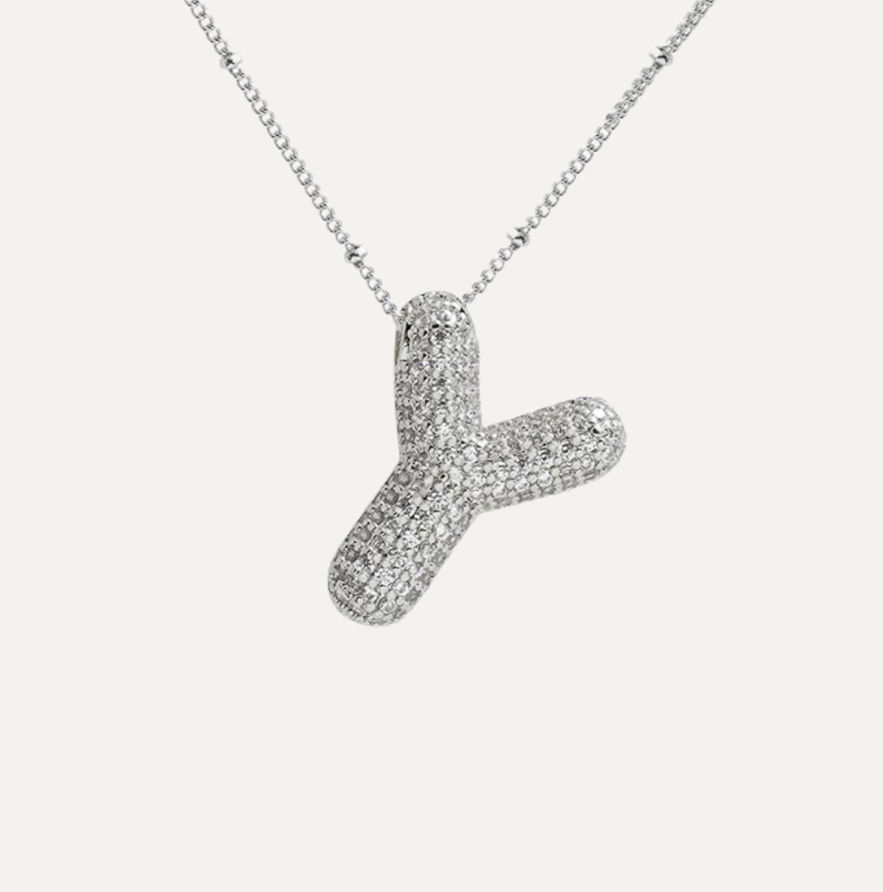 Ladies' Necklace – Initial Pendant – Sparkling Stones – Refined Chain Necklace – Statement Jewellery