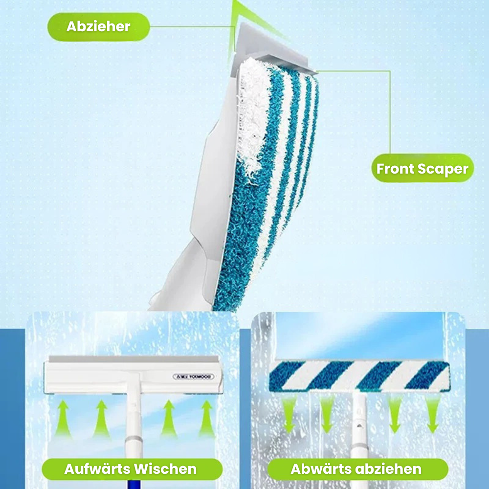 3-in-1 Rotatable Window Cleaner with Telescopic Handle and Spray Function