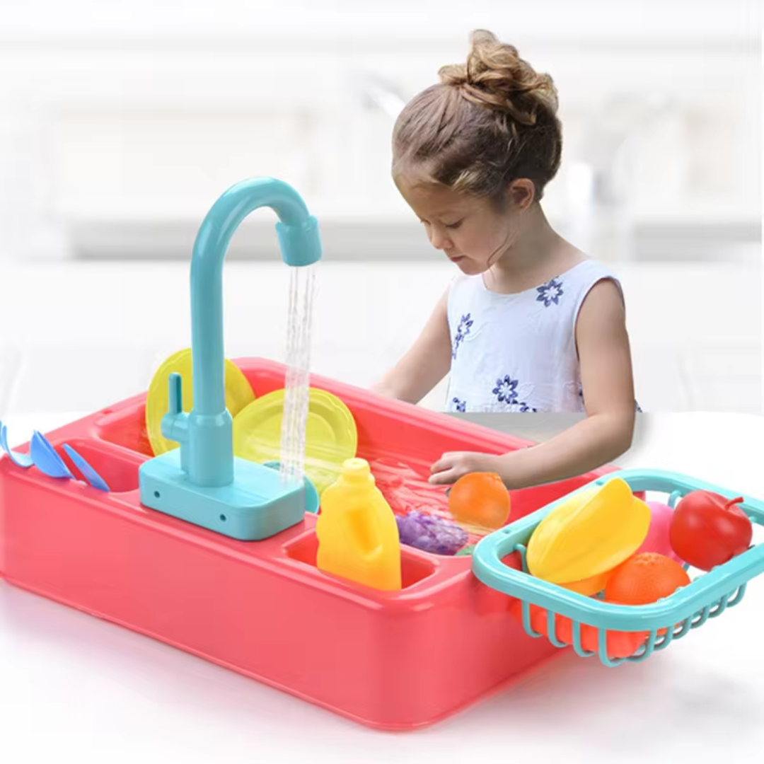 Mini Chef Sink Playset – With Running Tap and Toy Vegetables