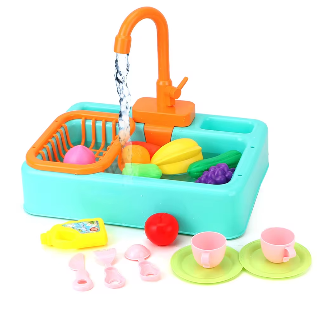Mini Chef Sink Playset – With Running Tap and Toy Vegetables