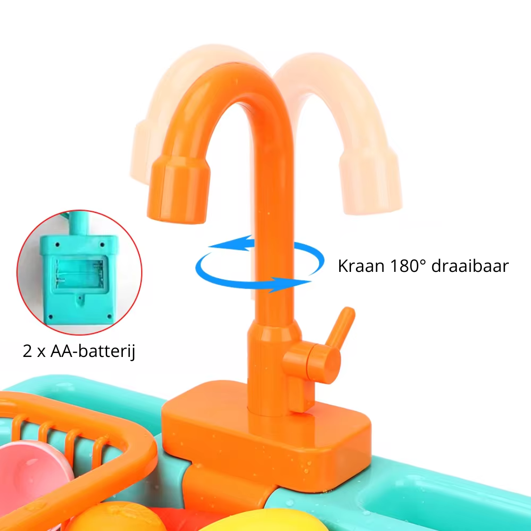 Mini Chef Sink Playset – With Running Tap and Toy Vegetables