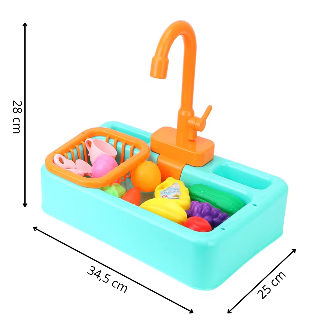 Mini Chef Sink Playset – With Running Tap and Toy Vegetables