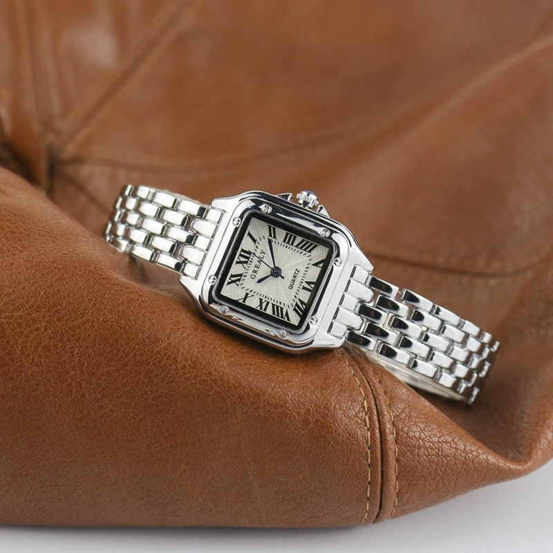Elegant Square Ladies' Watch with Steel Band - OLIVIA