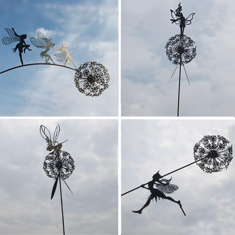 Fairies and Dandelions Dancing Together Sculpture for Outdoor Garden