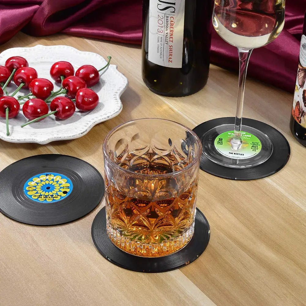 Retro Vinyl Coasters Set - Protect Your Furniture with Musical Style