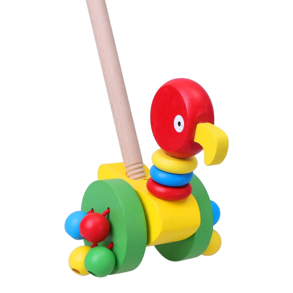 Dino Pusher Toy Cart for Babies - Educational Wooden Toy for Little Ones