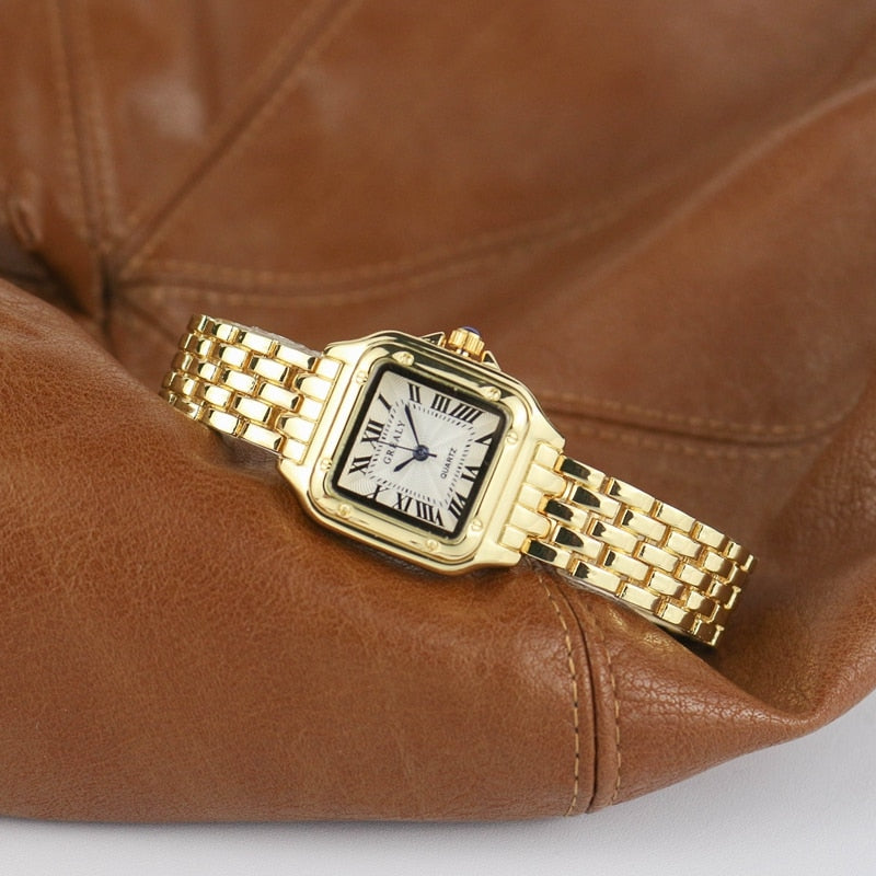Elegant Square Ladies' Watch with Steel Band - OLIVIA