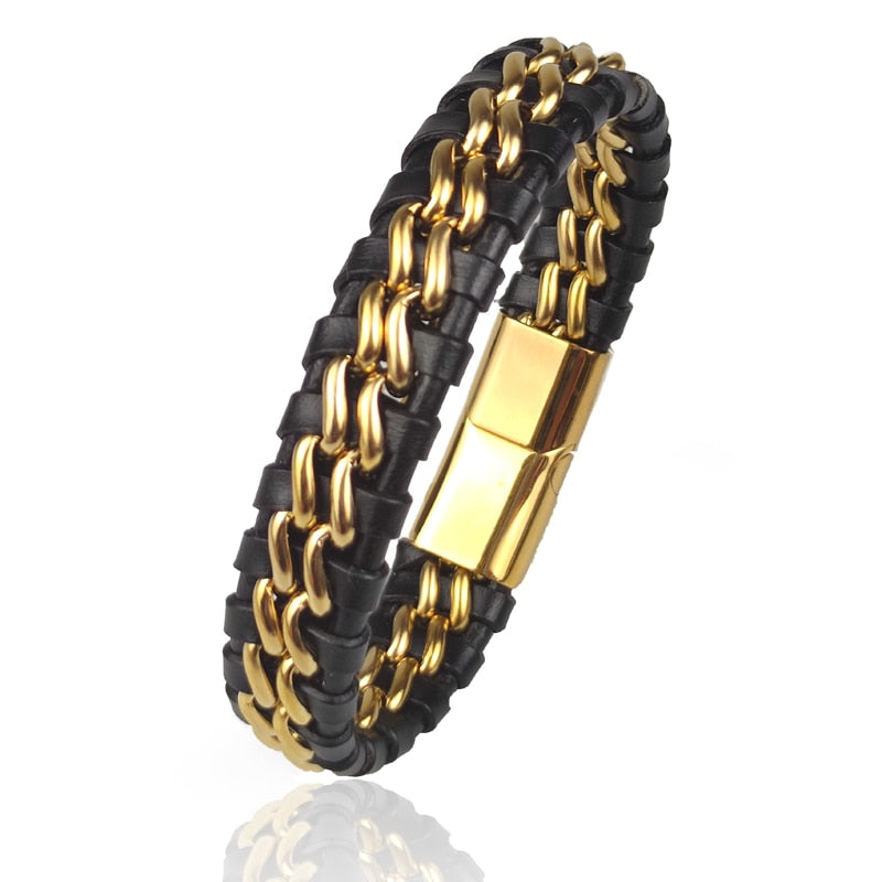 Leather Link | Men's Genuine Leather Chain Bracelet