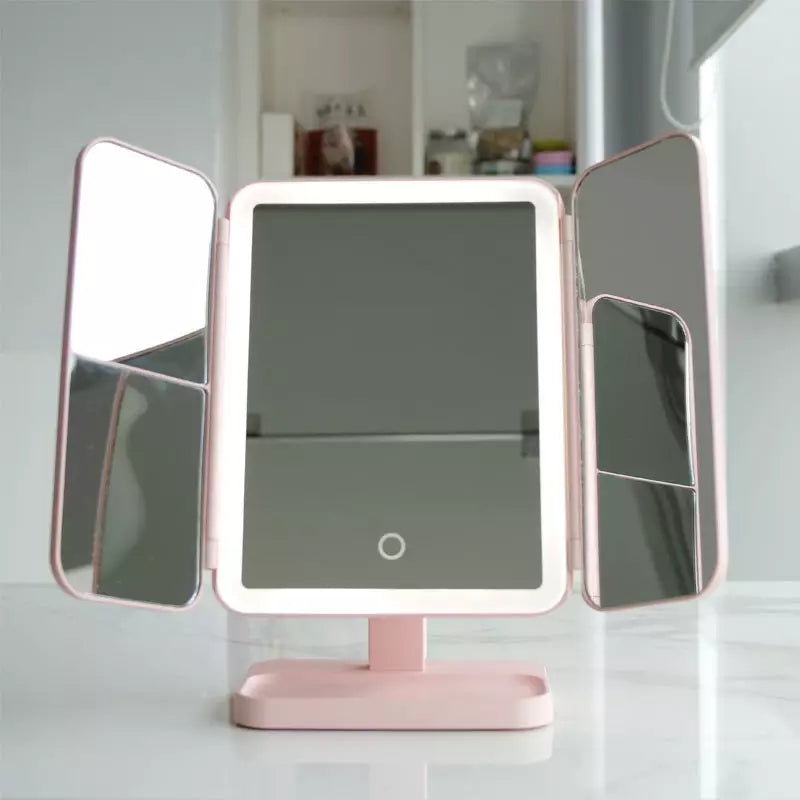 Horm LED Mirror - Trifold Make-up Mirror with Three-colour LED Lighting