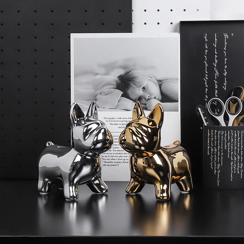 Shiny Dog Figurines - Playful Decoration for Any Space