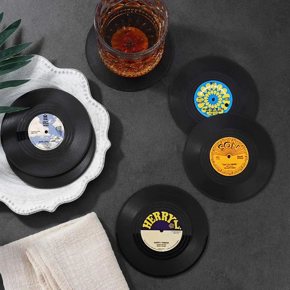 Retro Vinyl Coasters Set - Protect Your Furniture with Musical Style