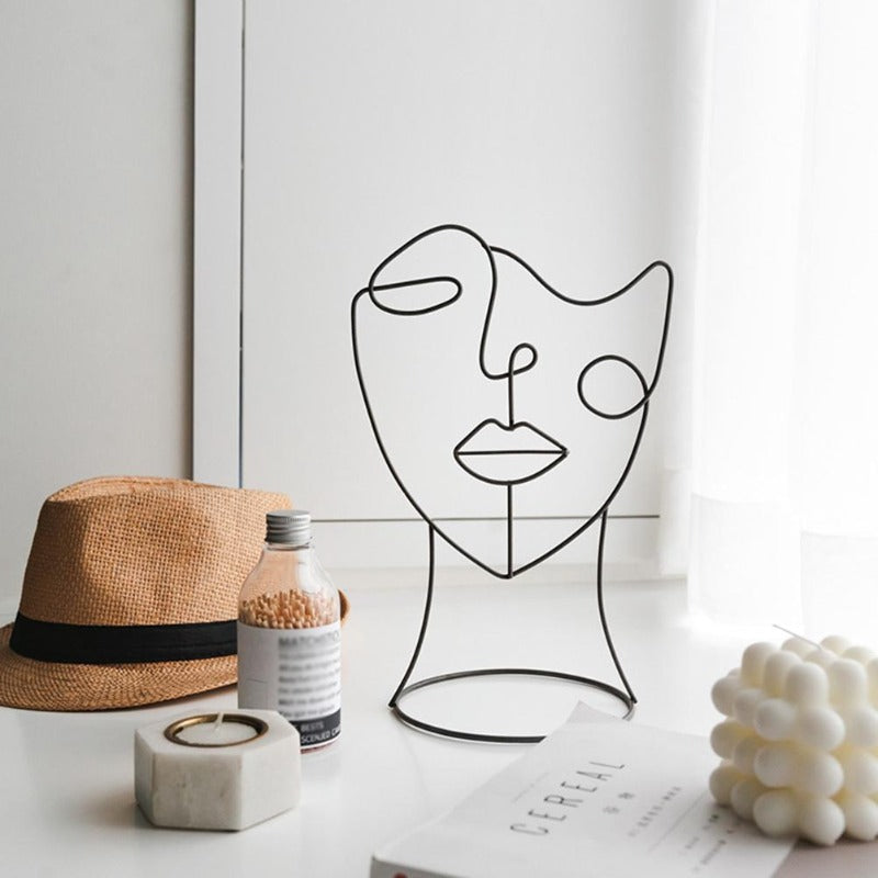 Line Drawing Sculpture - Modern Face Design for Home