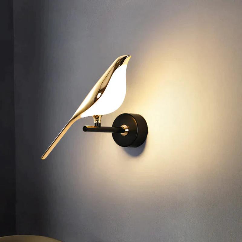 GoldenGlow Winged Wall Light | Elegant LED Bird-Themed Wall Lamp with Adjustable Lighting