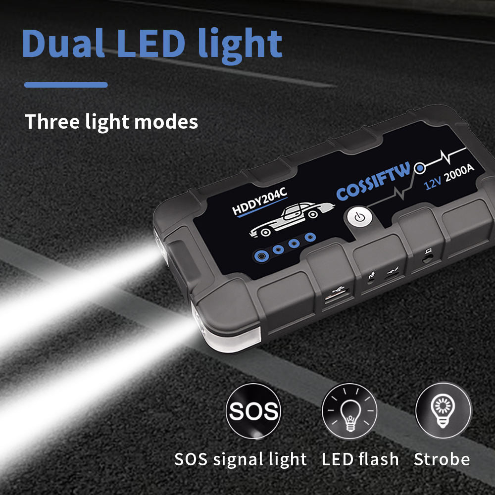 2000A UltraSafe Auto 12V Jump Starter Accupack, Battery Booster, Jump Box, Portable Charger and Jump Cables for 6.0L Petrol and 3.0L Diesel Engines