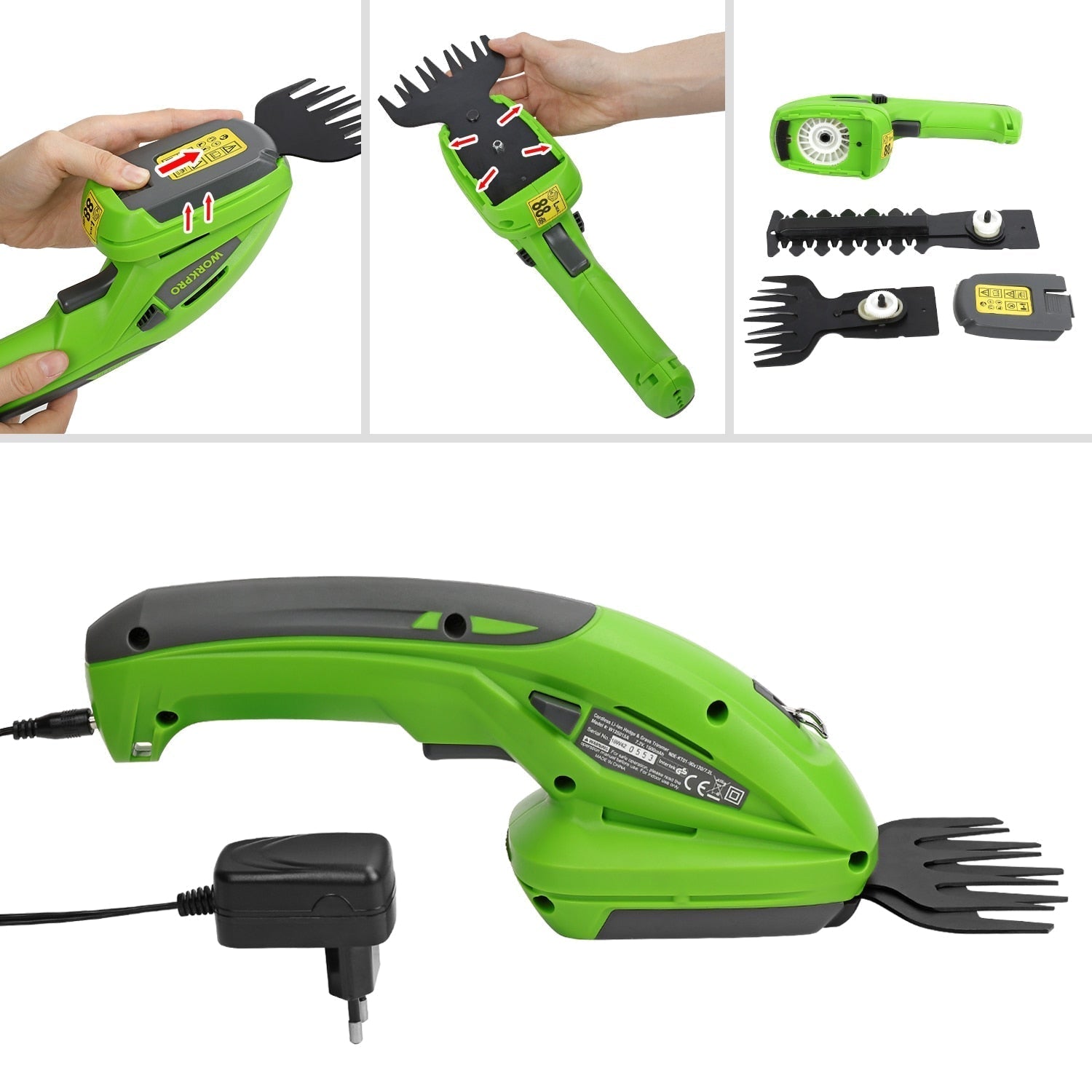 WorkPro | Compact Wireless Hedge Trimmer | Lightweight 0.47kg | Safe Child Lock Design | 1100RPM Powerful Pruning Performance | Easy Operation | Rechargeable Li-Ion Battery | Effortless Pruning and Trimming