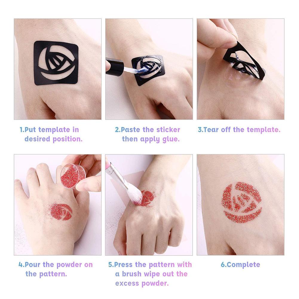 GlitterInk Tattoo Set – 30 Colours & 120 Shapes for Creative Body Art - Perfect Gift for Children