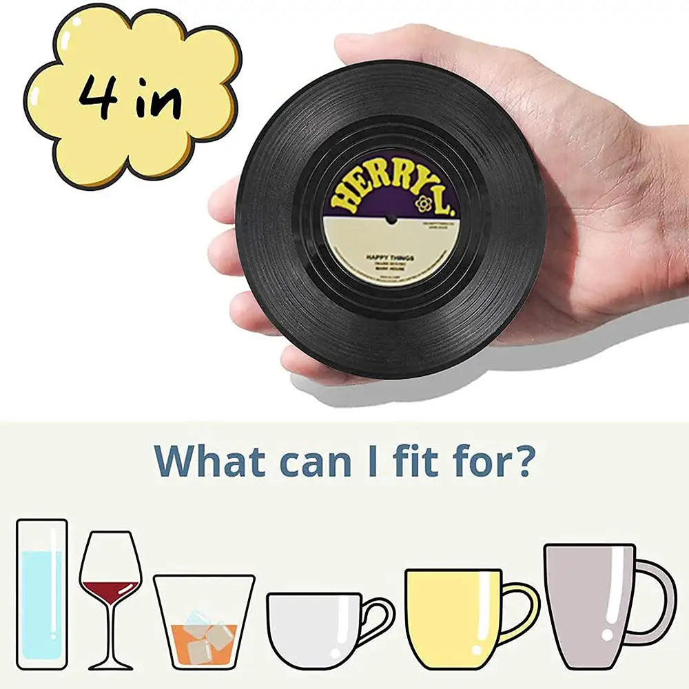 Retro Vinyl Coasters Set - Protect Your Furniture with Musical Style