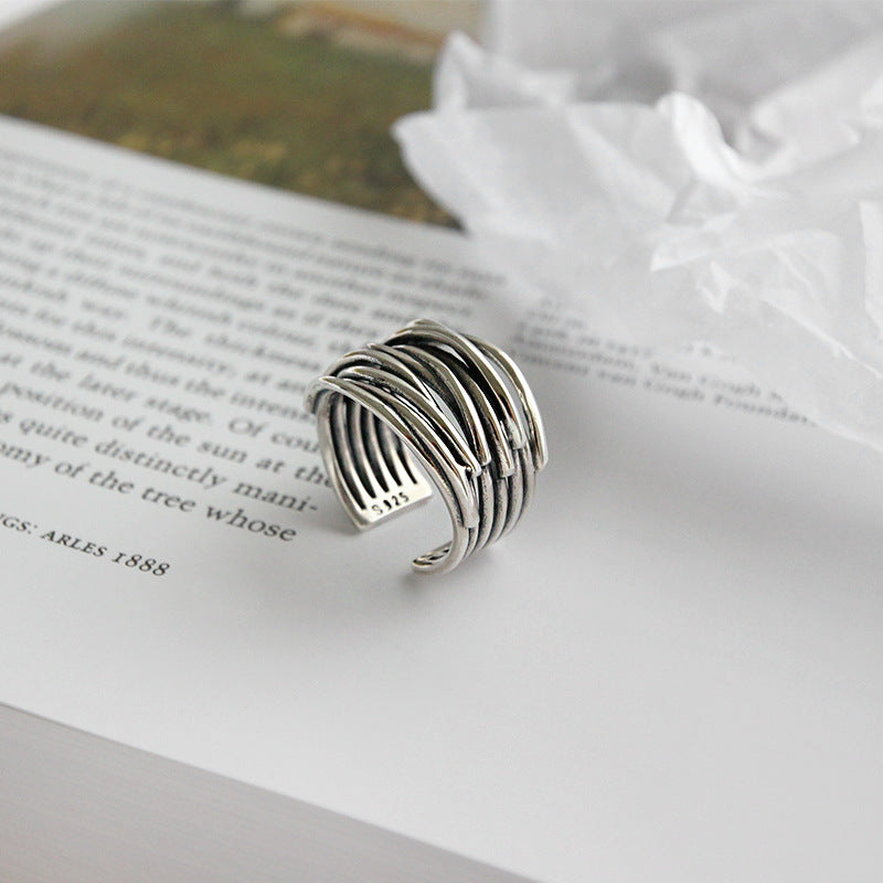 Adjustable Layered Silver Ring – Liora