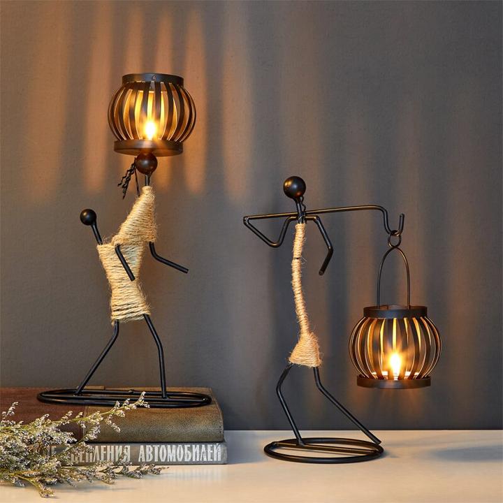 Rustic Lantern Figures Candle Holders - Stylish Ambient Lighting